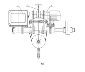 圖1是墻板為單塊平直鋼板結(jié)構(gòu)的鋼絲繩電動(dòng)葫蘆的結(jié)構(gòu)示意圖